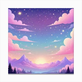 Sky With Twinkling Stars In Pastel Colors Square Composition 253 Canvas Print