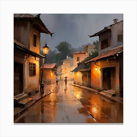 City The Street Rain Canvas Print