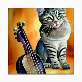 Cat And Musical Instrument Canvas Print