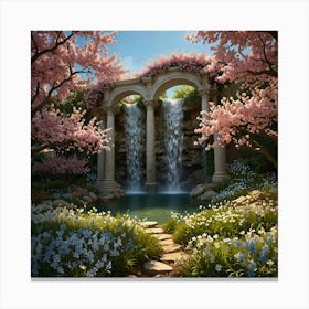 Cherry Blossoms In The Garden 1 Canvas Print