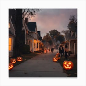 Halloween In The Neighborhood Canvas Print