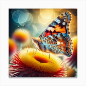 Butterfly On A Flower 8 Canvas Print