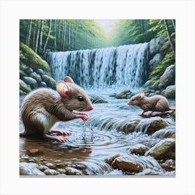 Mouse In A Waterfall Canvas Print