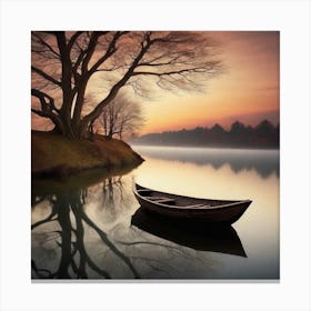 Boat On A Lake Canvas Print