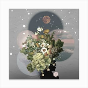 Lunar Blossoms – Mystical Moon Art for Modern Interiors Canvas Print