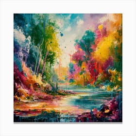 A stunning oil painting of a vibrant and abstract watercolor 4 Canvas Print