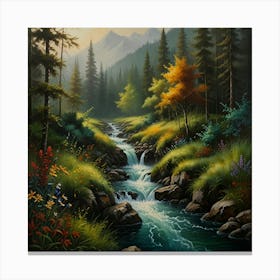 Stream In The Forest Canvas Print