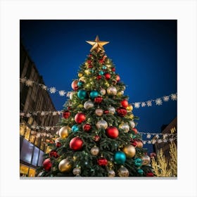 An Ultra Realistic Portrayal Of A Cheerfully Adorned Three Dimensional Pine Tree Its Evergreen Leav (2) Canvas Print