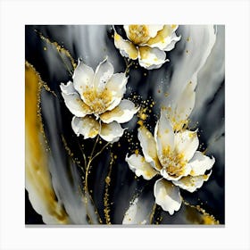 Gold And White Flowers Canvas Print