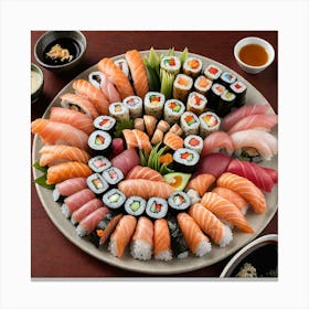 Exotic Sushi Platter An Exotic Sushi Platter Featuring An Assortment Of Sushi Rolls Sashimi And Nigi 597229596 Canvas Print