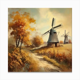 Vintage Oil Painting, Farmhouse Wall Decorations, Vintage Landscape, Printable Wall Art, Vintage Landscape Oil Painting.
2Windmills. Canvas Print