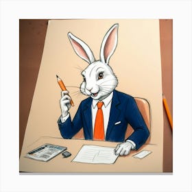 Rabbit In Business Suit 3 Canvas Print