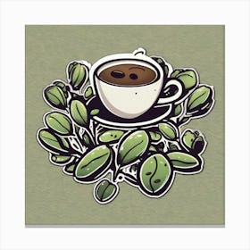 Coffee Cup With Leaves 3 Canvas Print