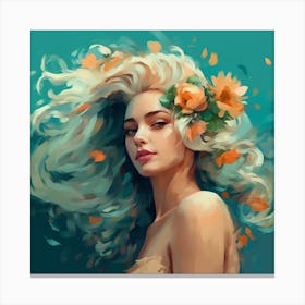 Girl With Flowers In Her Hair 1 Canvas Print