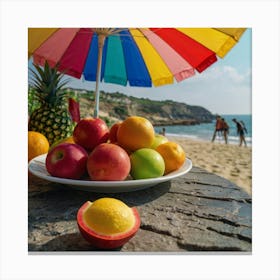 Tropical Fruits On The Beach Canvas Print