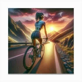 Cycling Up Mountain Road Canvas Print