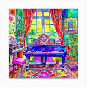 Piano In The Living Room Canvas Print