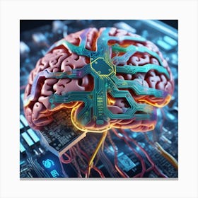 Brain On A Circuit Board 97 Canvas Print