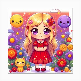 Cute Girl With Flowers 4 Canvas Print