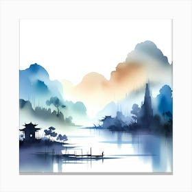 Watercolor Landscape Painting 47 Canvas Print