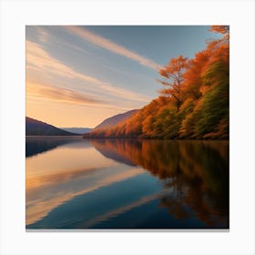 A Symphony of Autumn Colors by the Lake Canvas Print