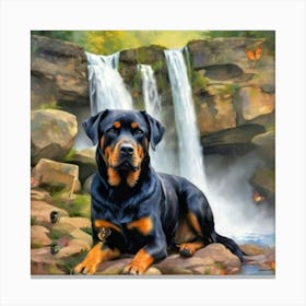 Rottweiler By The Waterfall 2 Leinwandbild