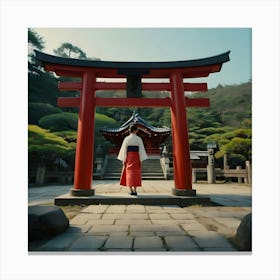 Japanese Girl In Kimono Canvas Print