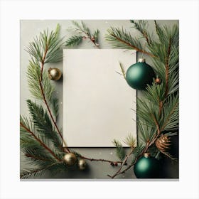 Firefly Minimalistic Christmas Card With Ornaments And Pine Branches 63702 Canvas Print