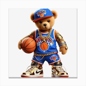 New York Knicks Teddy Bear Canvas Print