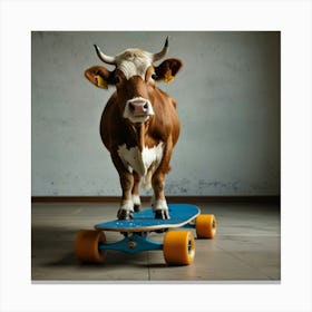 Leonardo Lightning Xl Cow On A Skate Board 3 Leinwandbild