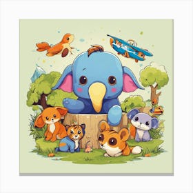 Playful Kids Animal Tshirt Design (5) Canvas Print