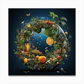 Sphere Of Fruits And Vegetables Canvas Print