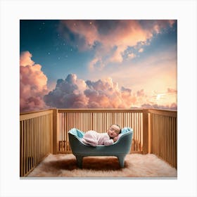 A Photo Of A Newborn Baby Sleeping In A Crib 3 Canvas Print