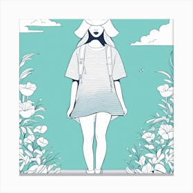 Girl In Hat Canvas Print