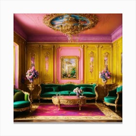 Pink And Green Living Room Canvas Print
