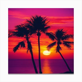 Sunset With Palm Trees 2 Canvas Print