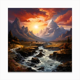 River Through The Mountains Canvas Print