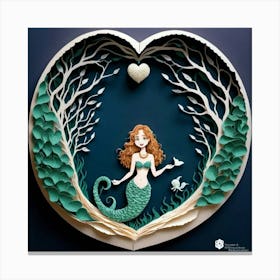 Mermaid In A Heart 1 Canvas Print