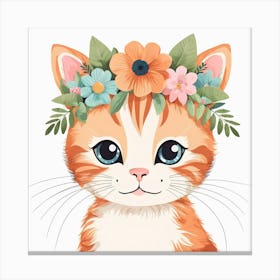 Floral Baby Cat Nursery Illustration (16) Canvas Print