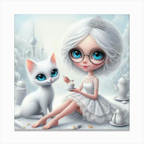 Princess And Cat Canvas Print
