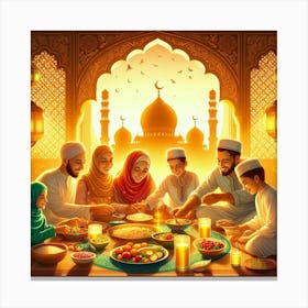 Muslim Family Dinner Canvas Print