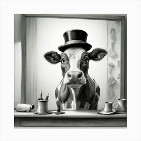 Cow In Top Hat 4 Canvas Print