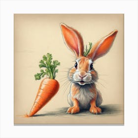 Rabbit With Carrot 1 Canvas Print