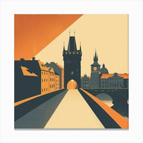 A Prague With Charles Bridge Minimal Illustratio 1720467905 3 Canvas Print