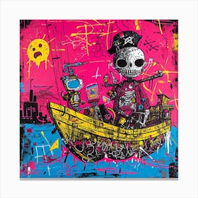 Skeleton In A Boat Canvas Print