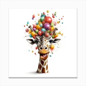 Giraffe With Balloons 3 Canvas Print