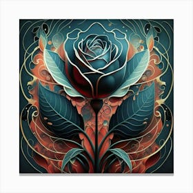 Stylized and intricate geometric black rose 12 Canvas Print