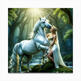 Unicorn In The Forest 1 Canvas Print