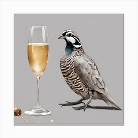 Quail With Champagne Canvas Print