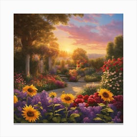 Sunset In The Garden Canvas Print